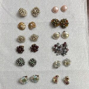 Elegant Multi-Color Vintage Clip Earrings Set Lot if 12